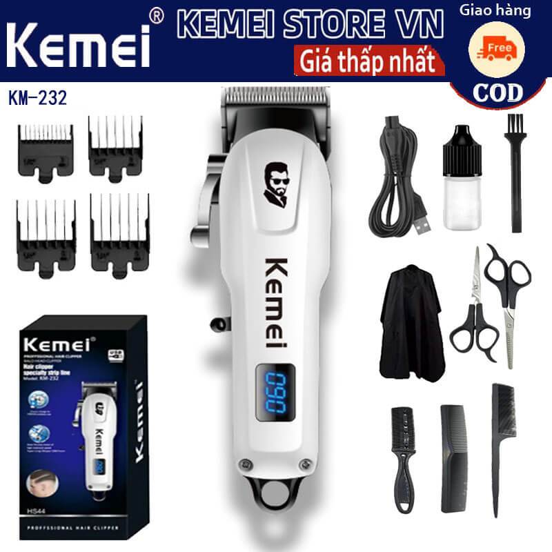Kemei KM-232 Mini Cắt Tóc Điện Tông Đơ Cắt Tóc Chuyên Nghiệp Nam Không Dây Cắt Tóc LCD Máy Cạo Râu Điện