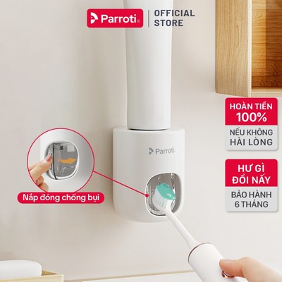 Hộp Nhả Kem Tự Động Dán Tường, Hộp Nhả Kem Đánh Răng Rời Có Nắp Đậy Thông Minh Parroti Morning -  MI01