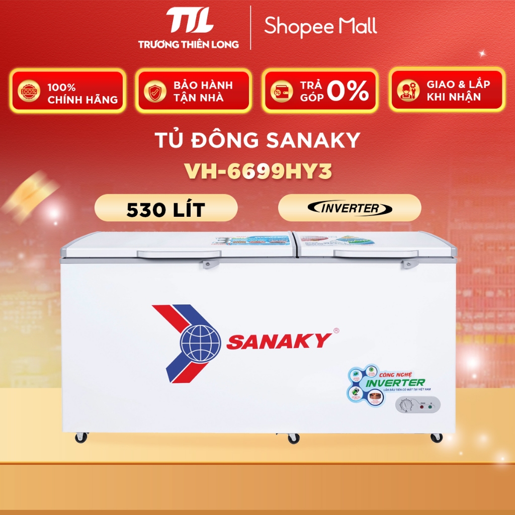[VC 10%] VH-6699HY3 - Tủ Đông Sanaky Inverter 530 Lít VH-6699HY3 DÀN ĐỒNG [FREESHIP HCM]