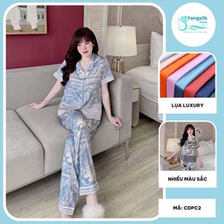 Bộ pijama lụa nữ tay cộc quần dài Sam luxury CDPC2 pijama lụa mặc nhà sang chảnh mềm nhẹ lên phom chuẩn