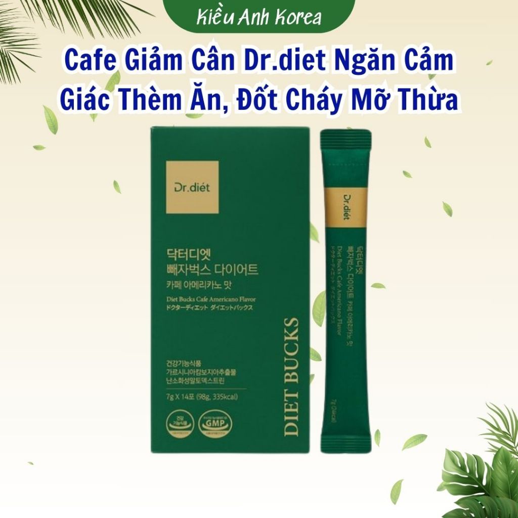 (CHÍNH HÃNG) Cafe Giảm Cân Dr.diet Bucks Hàn Quốc Ngăn Cảm Giác Thèm Ăn, Đốt Cháy Mỡ Thừa