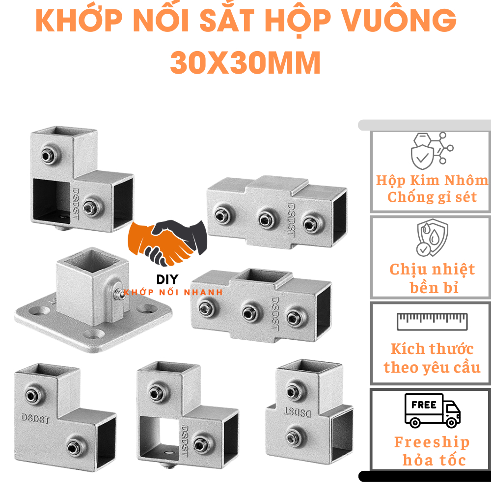 Khớp nối sắt hộp vuông 30x30mm không cần hàn khớp nối nhanh DIY