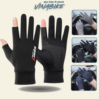 Găng tay chống nắng nam nữ đi xe máy, kiểu dáng xỏ 2 ngón chất liệu vải thun lạnh co giãn mát mẻ, chống tia UV VINABIKE