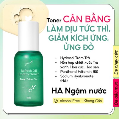 Toner tràm trà hoa cúc GUO, se khít lỗ chân lông, 0% cồn, cấp ẩm kiềm dầu, bổ sung HA cho mẹ bầu 100ml