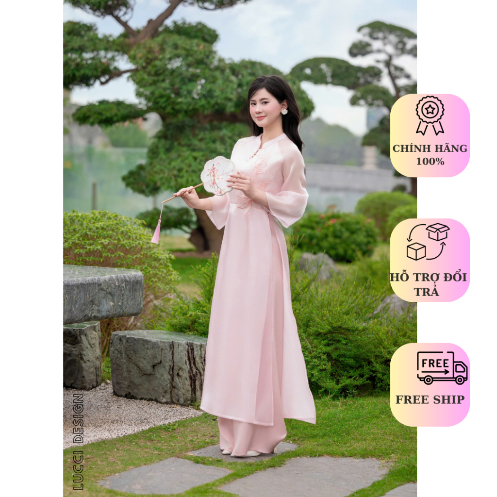 Áo dài cách tân Diệu Liên vải tơ ánh cao cấp by Lucci.design