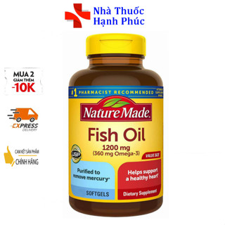 Viên uống Dầu Cá Nature Made Fish Oil 1200mg 360mg Omega 3 300 viên