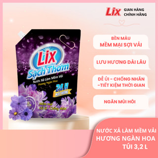 Nước xả làm mềm vải Lix sạch thơm hương ngàn hoa túi 1,8/ 2,2L - Nước xả hạt lưu hương thơm lâu thấm sâu sợi vải - Lixco