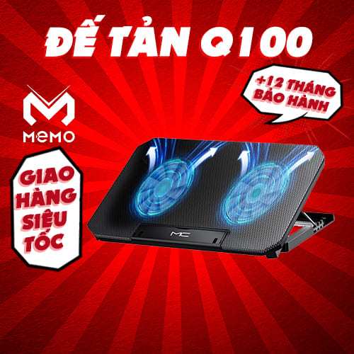 Đế tản nhiệt laptop MEMO Mchose Q100 bản 2025 quạt làm mát nhanh chống ồn đèn led gaming giúp tăng h