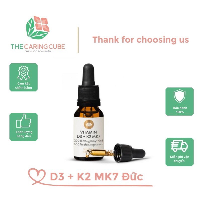 Vitamin D3 K2 MK7 Sunday Natural chuẩn Đức (MẪU MỚI) - The Caring Cube