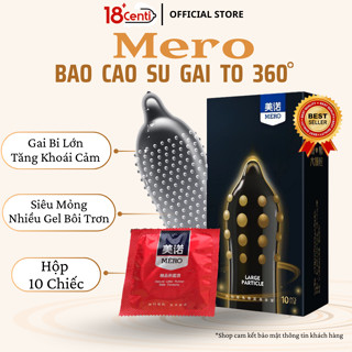 Bao Cao Su Gân Gai Lớn Mero Đen, Bcs Kéo Dài Thời Gian, Nhiều Gel Bôi Trơn Hộp 10C - 18Centi