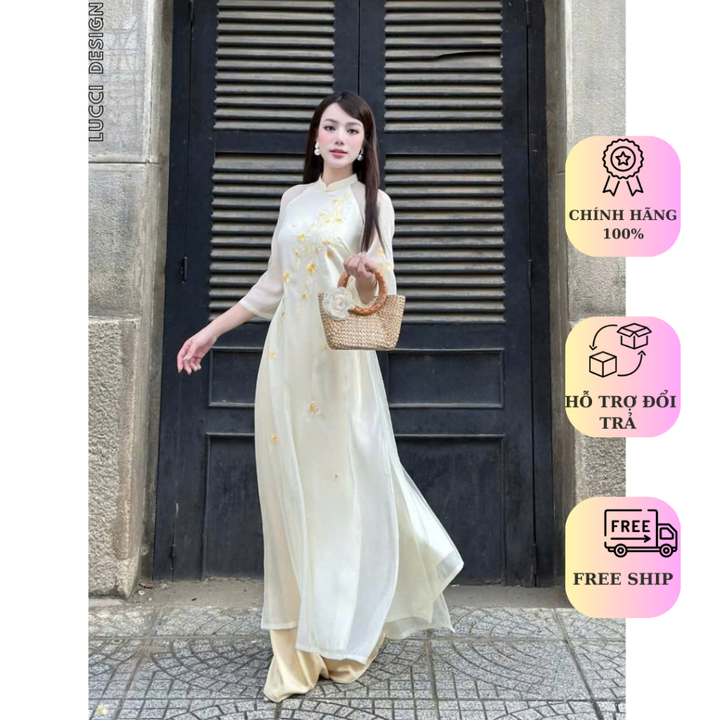 Áo dài cách tân Nhã Chi vải tơ hàn cao cấp by Lucci.design