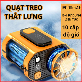 Quạt Đeo Thắt Lưng Siêu Trâu  – 10 Cấp Độ Gió, Đeo Hông/Đeo Cổ, Quạt Điều Hòa Mini, Dùng 10H