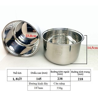 Lòng nồi, ruột nồi cơm điện cao 14,5cm chất liệu INOX an toàn
