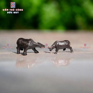  Tượng gốm con Trâu ăn cỏ mini phụ kiện trang trí tiểu cảnh hòn non bộ bể cá chậu cây bonsai 