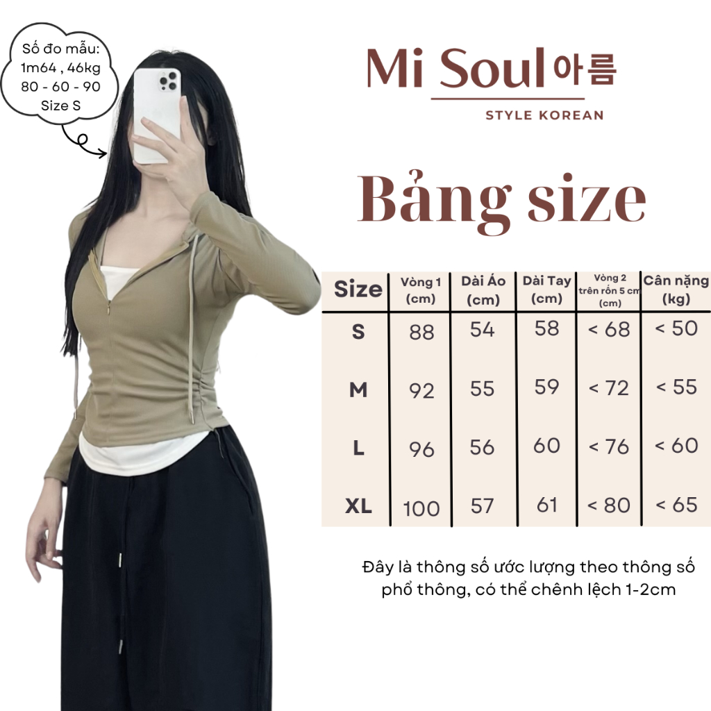Áo Thun Tăm Dài Tay Nhún Eo Phối 2 Lớp Có Mũ Khóa Kéo Trước BigSize MiSoul, Áo Dài Tay Mix Viền Trắng 363 | BigBuy360 - bigbuy360.vn