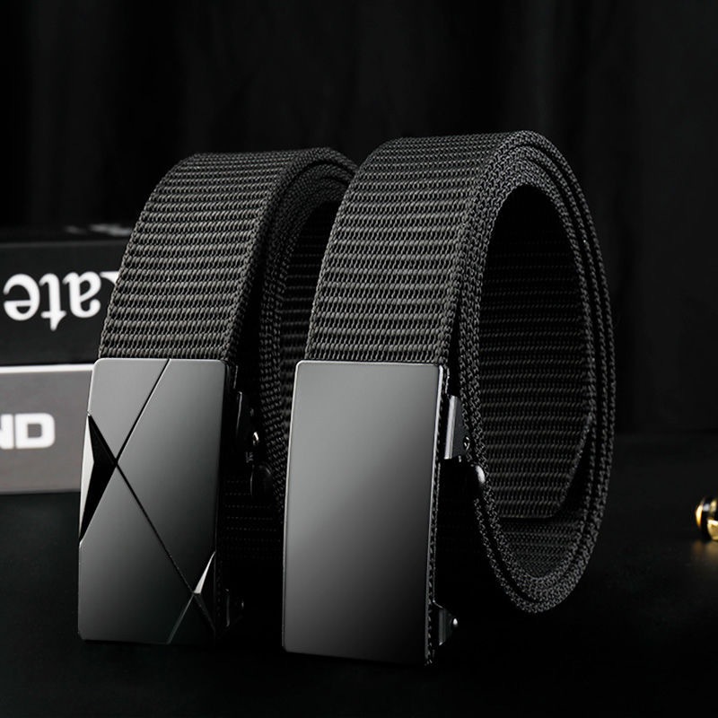Thắt lưng nam Canvas 314 mặt chữ nhật đơn giản khóa tự động dây vãi dù siêu bền bảng 3.8cm phong cách hiện đại