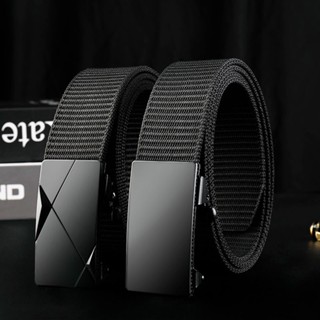 Thắt lưng nam Canvas 314 mặt chữ nhật đơn giản khóa tự động dây vãi dù siêu bền bảng 3.8cm phong cách hiện đại