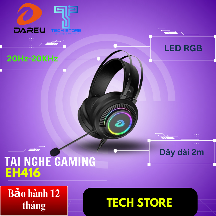 Tai nghe gaming DAREU EH416 RGB giả lập 7.1 cắm cổng USB TECH STORE