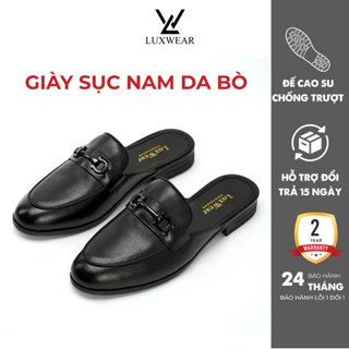 Giày sục nam LuxWear da bò cao cấp chống nhăn, Mule Slip-on sang trọng, thanh lịch BH 24 tháng GS03