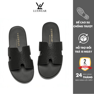 Dép chữ H quai ngang LuxWear da Microfiber cao cấp đế cao su nguyên khối bảo hành 24 tháng DL03 