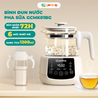 Ấm siêu tốc thủy tinh cao cấp, bình siêu tốc trong suốt, bình đun nước pha sữa Goldsun, giữ ấm 6 mức nhiệt GCMK01BG