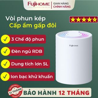 Máy phun sương, tạo ẩm, xông tinh dầu FUJIHOME dung tích lớn 2 vòi phun , tích hợp đèn Led 7 màu