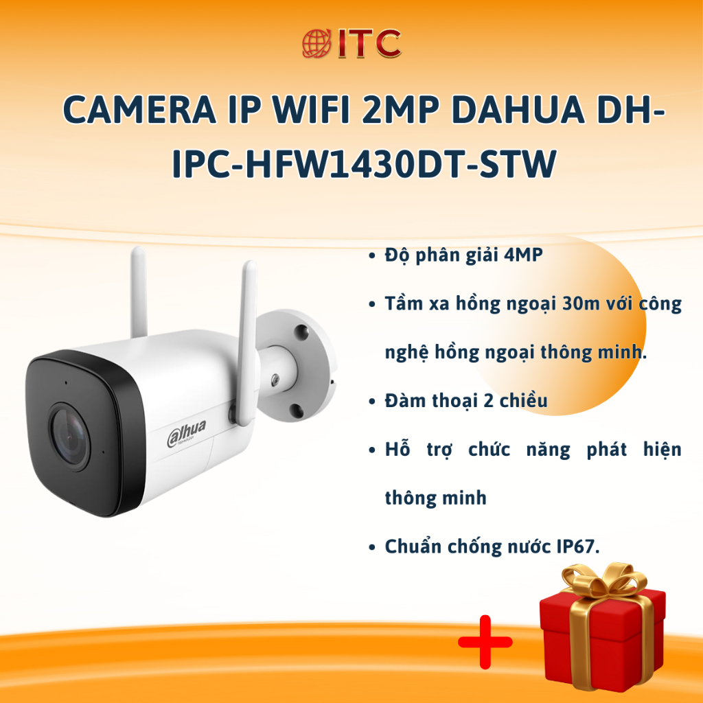 Camera IP Wifi Dahua DH-IPC-HFW1230DT-STW và HFW4300DT-STW – Full HD 1080P, Đàm Thoại 2 Chiều, Hồng 
