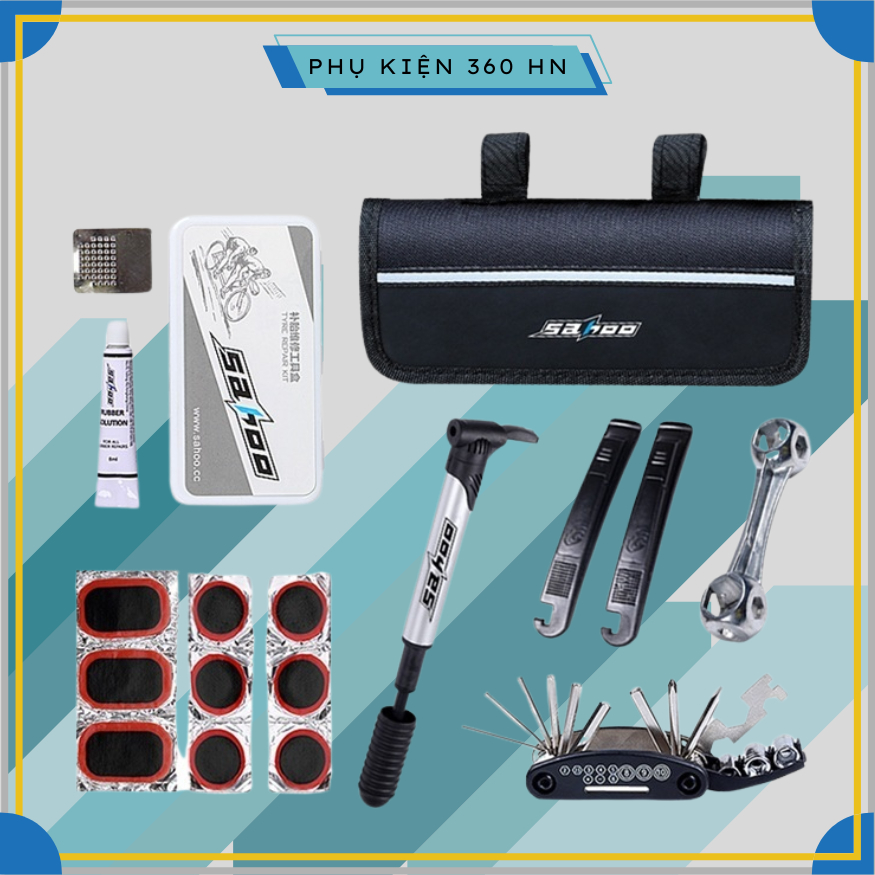Bộ Túi Kẹp Sườn, Vá Xe, Bơm Xe Đạp SAHOO Cao Cấp