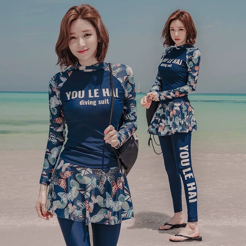 [Mua Kèm Quà Tặng] Đồ bơi nữ tay dài váy cao cấp che nắng phong cách Hàn Quốc | BigBuy360 - bigbuy360.vn