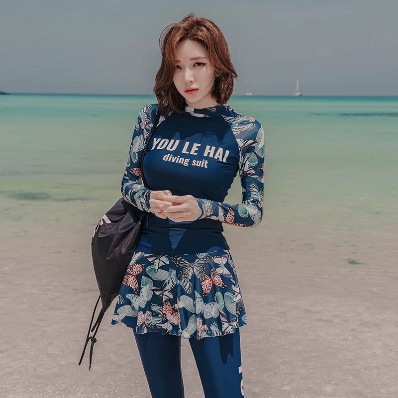 [Mua Kèm Quà Tặng] Đồ bơi nữ tay dài váy cao cấp che nắng phong cách Hàn Quốc | BigBuy360 - bigbuy360.vn