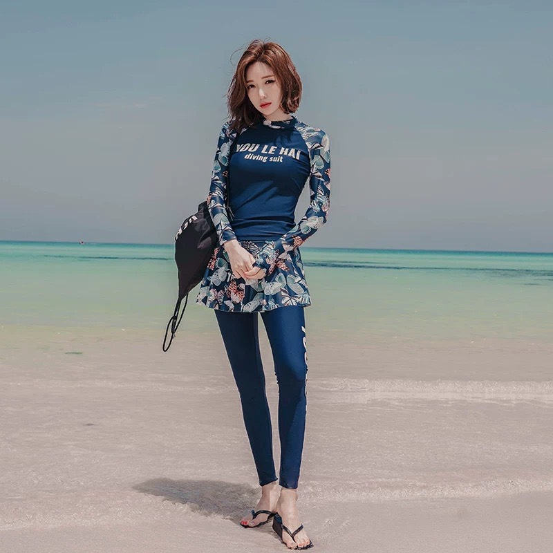 [Mua Kèm Quà Tặng] Đồ bơi nữ tay dài váy cao cấp che nắng phong cách Hàn Quốc | BigBuy360 - bigbuy360.vn