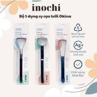 Combo 03 cạo lưỡi Okina nhựa .Dụng cụ nạo lưỡi Bàn chải vệ sinh lưỡi Cao cấp