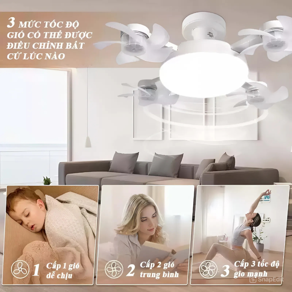 Đèn Quạt Siêu Mát 4 Đầu Sử Dung Linh Hoạt Nhà Tắm Hoặc Phòng Ngủ Êm Ái Điều Khiển Từ Xa | BigBuy360 - bigbuy360.vn