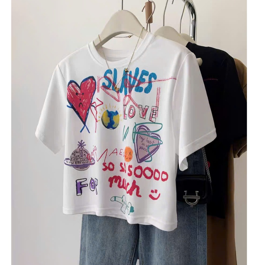 Áo thun croptop nữ chất cotton Menina, áo croptop nữ ngắn tay thời trang.