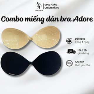 Miếng dán ngực Adore silicone cao cấp, cài trước tạo khe, nâng ngực, bám dính siêu tốt, tặng kèm dây đeo trong suốt