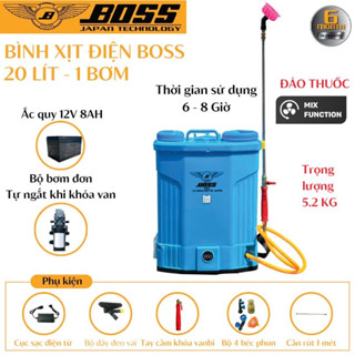 Bình phun thuốc sâu ĐẢO THUỐC điện 20L BOSS chế độ 1&2 bơm chạy êm, áp phun mạnh | Bảo hành 6 tháng