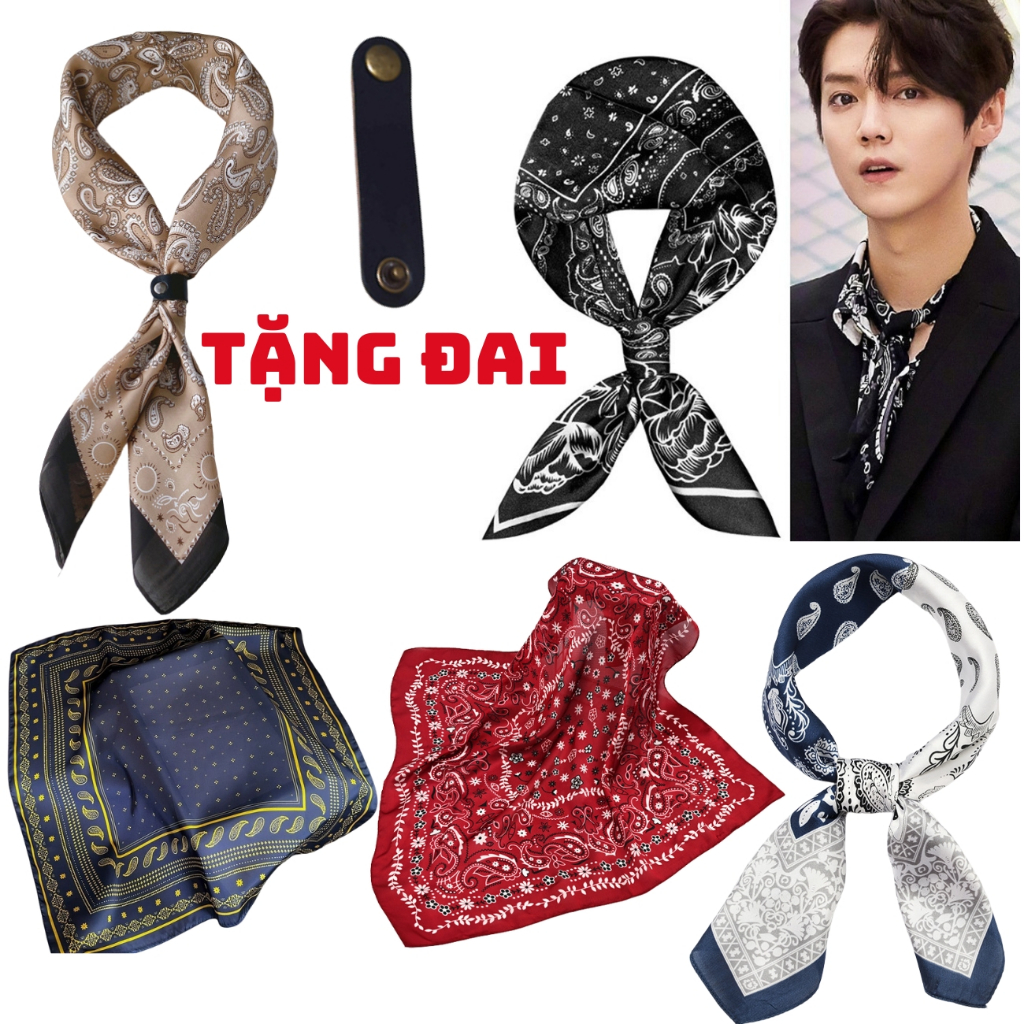 100 Mẫu Tặng Đai Thắt Khăn - Khăn Bandana (70x70xcm) - Khăn quàng cổ nam nữ