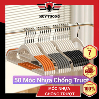 Combo 50 Móc Nhựa Treo Quần Áo Chống Trượt, Móc Treo Đồ Chống Tuột Xoay 360 Độ, Chịu Lực Phơi Nặng- Huy Tưởng