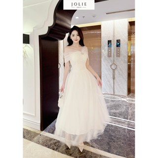  Đầm Dự Tiệc Cưới Đầm Đi Bàn Cô Dâu JOLIE Thiết Kế Đầm Maxi Trễ Vai Phối Lưới Đính Đá Tiểu Thư T40 