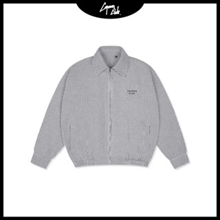 Áo khoác nam HURA phom rộng CAPMAN CLUB, dáng boxy lửng họa tiết kẻ sọc trắng đen trẻ trung