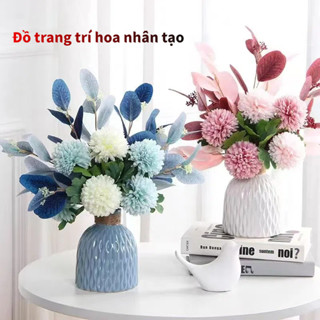   Bao gồm bình hoa Bó Hoa Cẩm Tú Cầu Giả Bằng Lụa Phong Cách Bắc Âu Dùng Trang Trí Nhà Cửa  Sân Vườn 