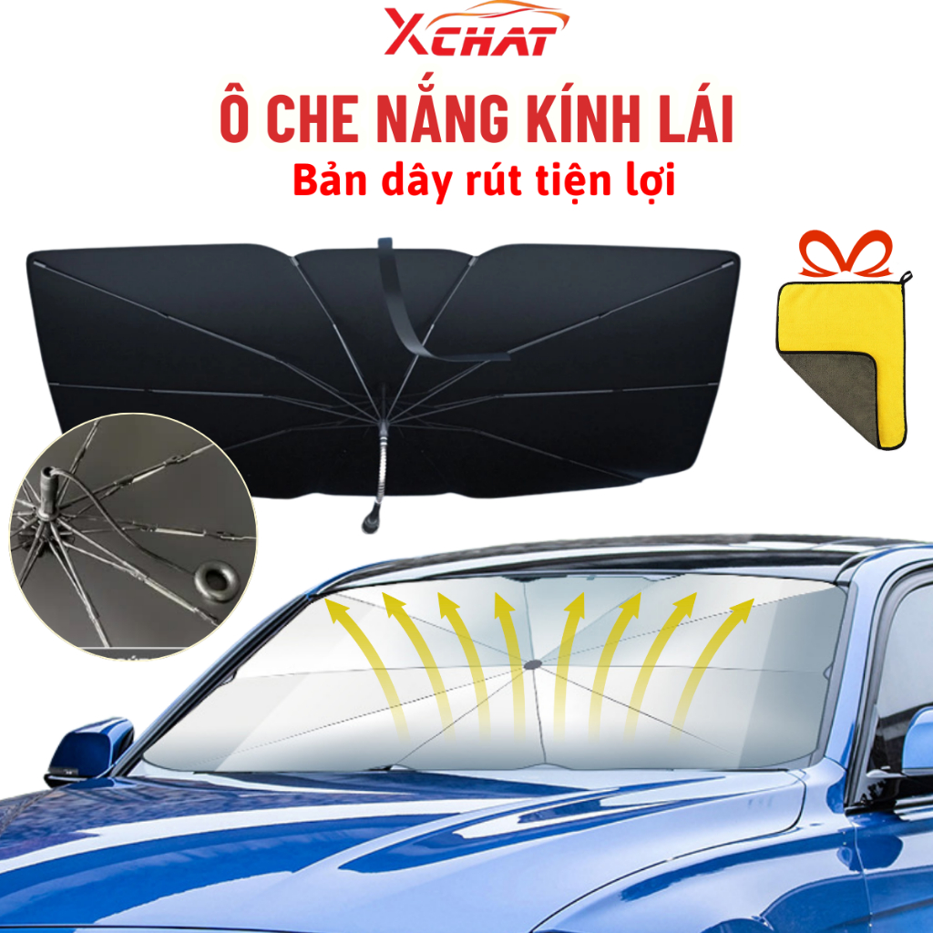 Ô che nắng kính lái ô tô XCHAT phiên bản mới dây rút chống nắng , chống tia UV - Lỗi 1 đổi 1