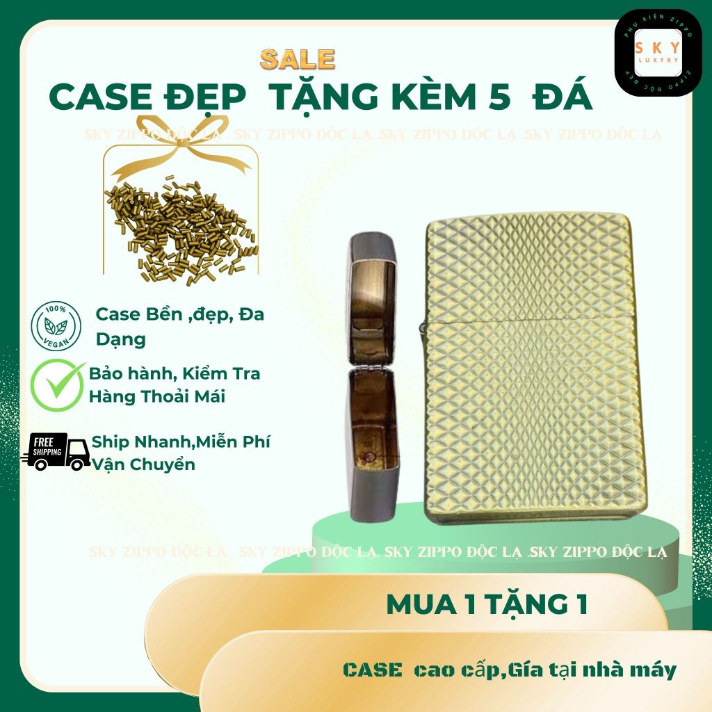 Vỏ Zippo độc lạ,Tặng kèm 5 đá zippo (Y-019C) ,vỏ Đồng Thau ,(Không Bao Gồm Nhiên Liệu)