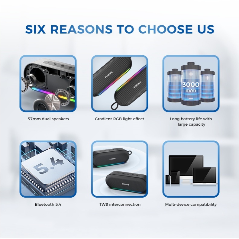 Philips TAS2250 Loa Bluetooth Âm Thanh Cao Cấp, Bluetooth 5.4, Pin Trâu, Nhỏ Gọn | BigBuy360 - bigbuy360.vn
