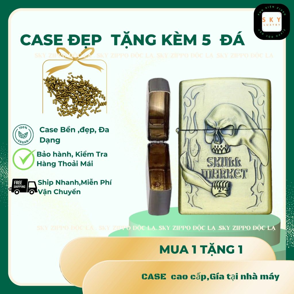 Case Zippo độc lạ, Mẫu độ lạ tặng kèm 5 đá zippo (Y-020C) vỏ Đồng Thau (,Không Bao Gồm Nhiên Liệu)