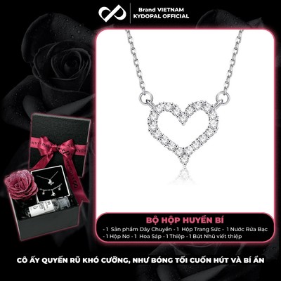 [HCM Hỏa Tốc] Dây chuyền bạc nữ KYDOPAL cá tính tim rỗng nạm đá viền cao cấp trang sức bạc 925 - PAL9C3C22