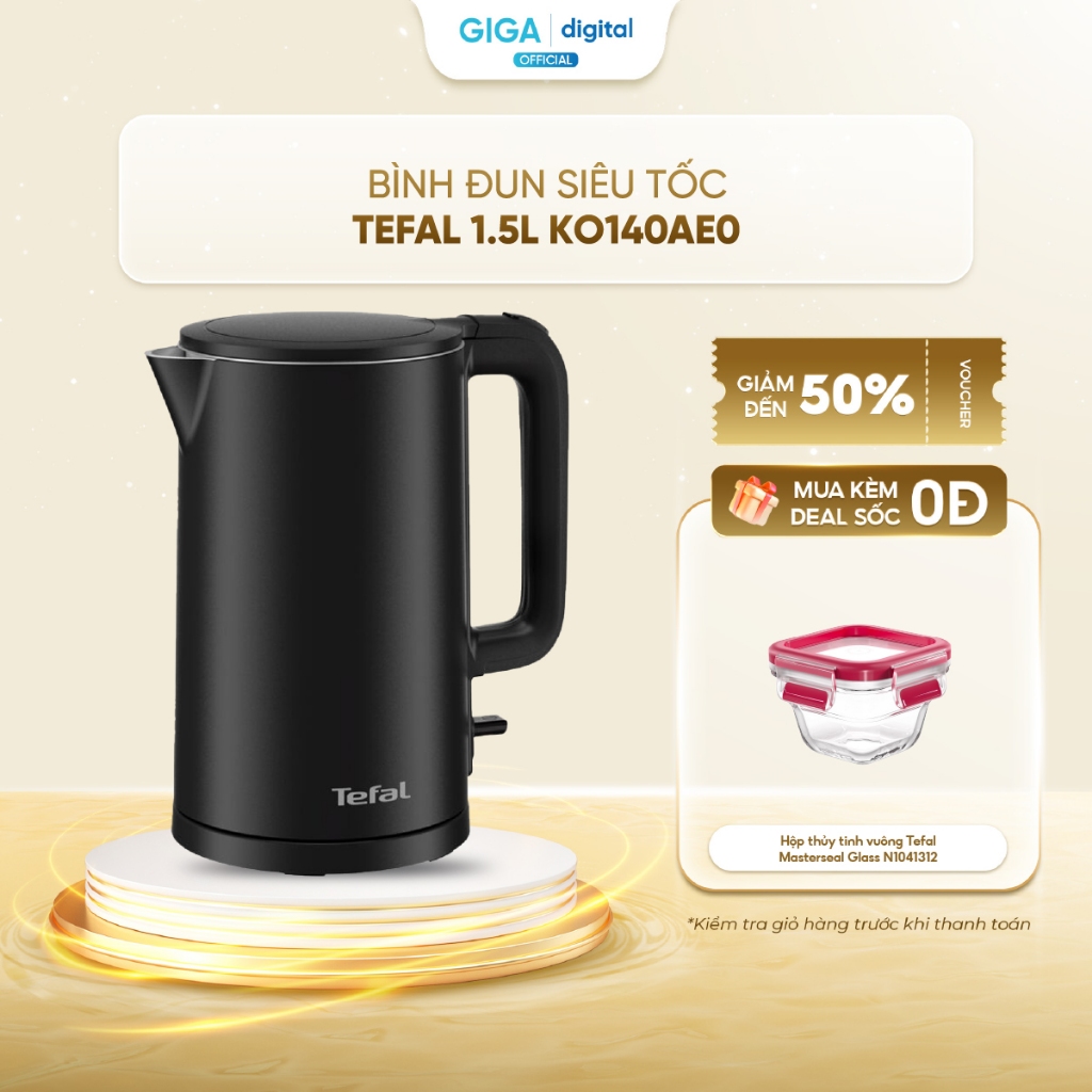 Bình đun siêu tốc Tefal 1.5L KO140AE0 - Trắng/ KO1408E0 - Đen - Công suất 1500W
