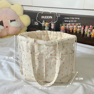 Puddin bag - túi tote rút dây hoa nhí - ICHI.SG