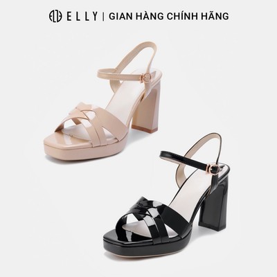 Sandal cao gót nữ ELLY EG275 mũi vuông quai chéo gót vuông sang trọng