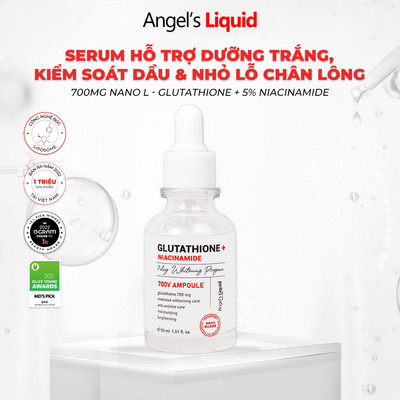 Serum Dưỡng Trắng Da, Nhỏ Lỗ Chân Lông Angel's Liquid Glutathione + 5% Niacinamide 7Day Whitening Ampoule